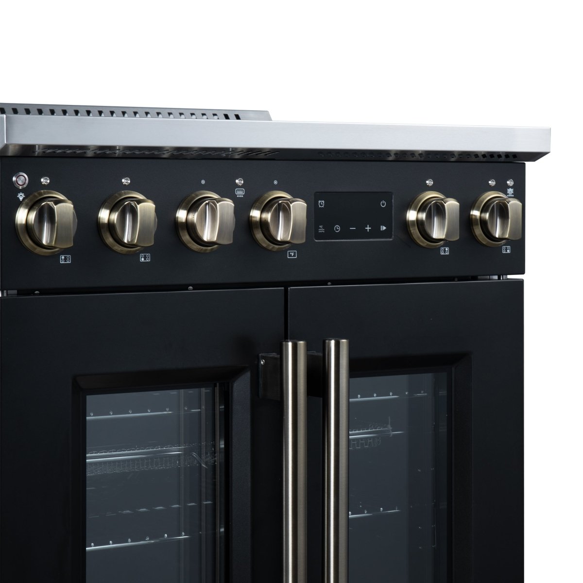 Torino French Door 30 Inch Induction Range with Air Fryer, Air Sous Vide & True Convection, Dual Broiler, Black - BonPrix Électroménagers
