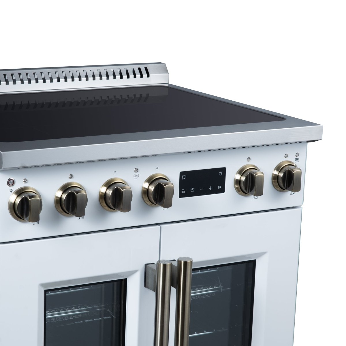 Torino French Door 30 Inch Induction Range with Air Fryer, Air Sous Vide & True Convection, Dual Broiler, White - BonPrix Électroménagers