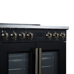 Torino French Door 36 Inch Induction Range with Air Fryer, Air Sous Vide & True Convection, Dual Broiler, Black - BonPrix Électroménagers