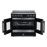 Torino French Door 36 Inch Induction Range with Air Fryer, Air Sous Vide & True Convection, Dual Broiler, Black - BonPrix Électroménagers