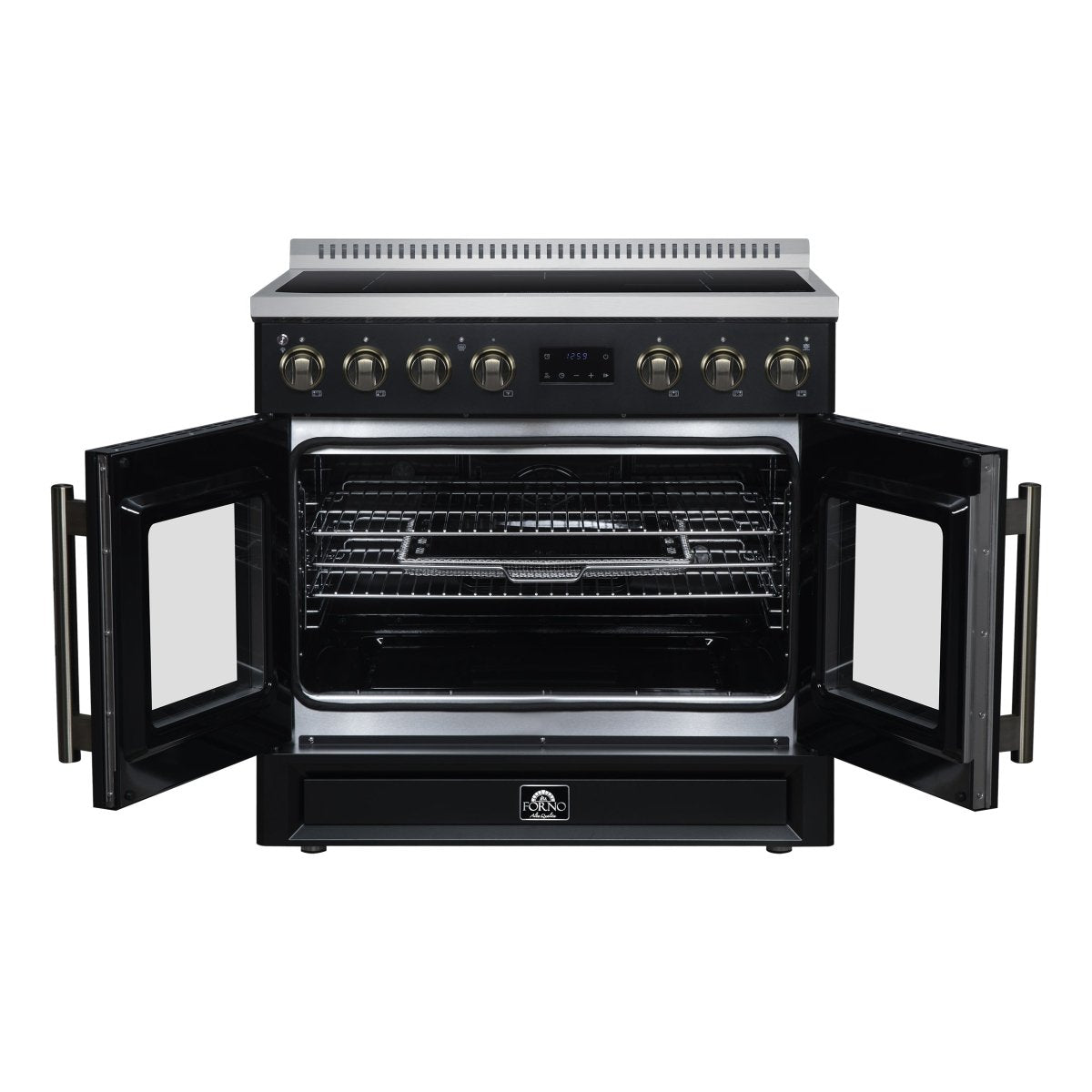 Torino French Door 36 Inch Induction Range with Air Fryer, Air Sous Vide & True Convection, Dual Broiler, Black - BonPrix Électroménagers