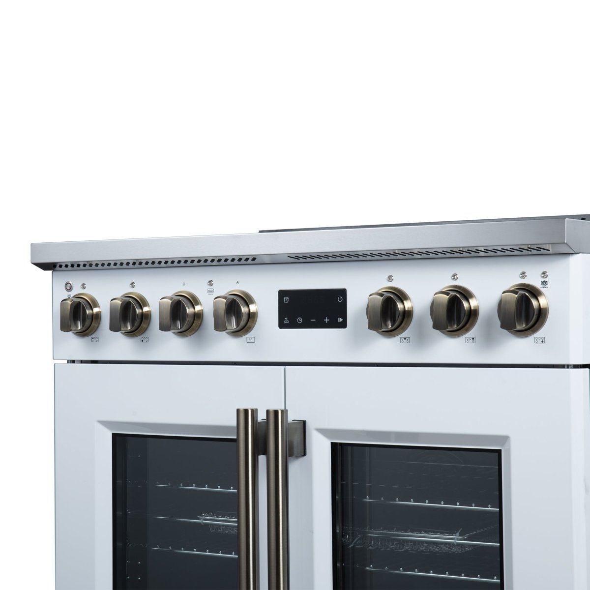 Torino French Door 36 Inch Induction Range with Air Fryer, Air Sous Vide & True Convection, Dual Broiler, White - BonPrix Électroménagers