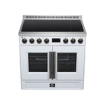 Torino French Door 36 Inch Induction Range with Air Fryer, Air Sous Vide & True Convection, Dual Broiler, White - BonPrix Électroménagers