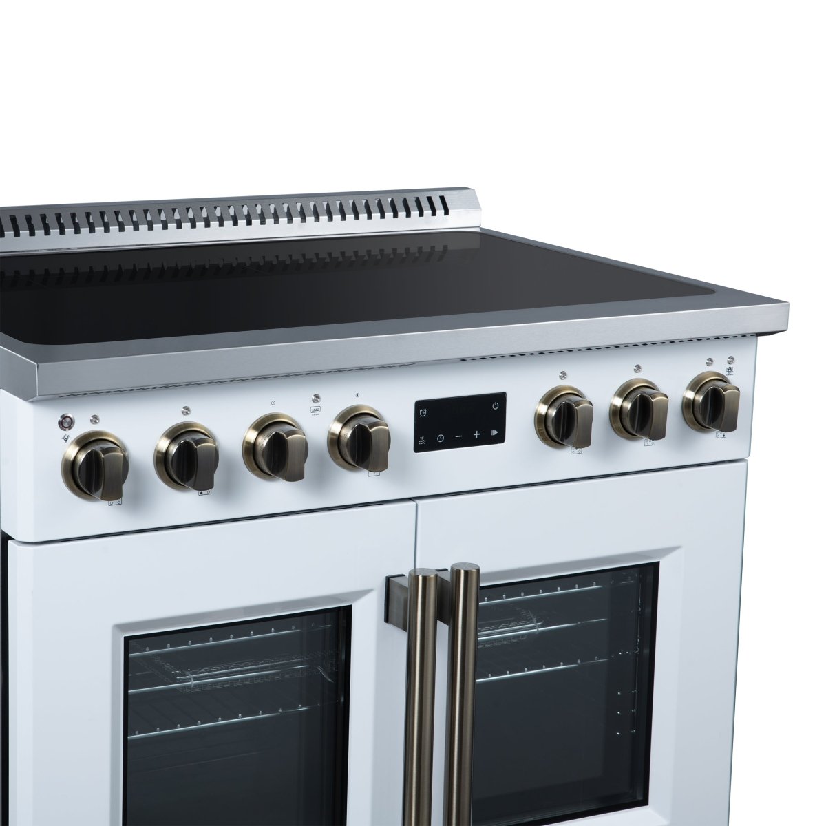 Torino French Door 36 Inch Induction Range with Air Fryer, Air Sous Vide & True Convection, Dual Broiler, White - BonPrix Électroménagers