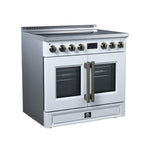 Torino French Door 36 Inch Induction Range with Air Fryer, Air Sous Vide & True Convection, Dual Broiler, White - BonPrix Électroménagers