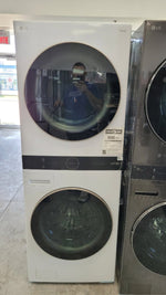 WKE100HWA - LAUNDRY CENTERS - LG - Stacked Washer/Dryer - Electric - White - Open Box - BonPrix Électroménagers