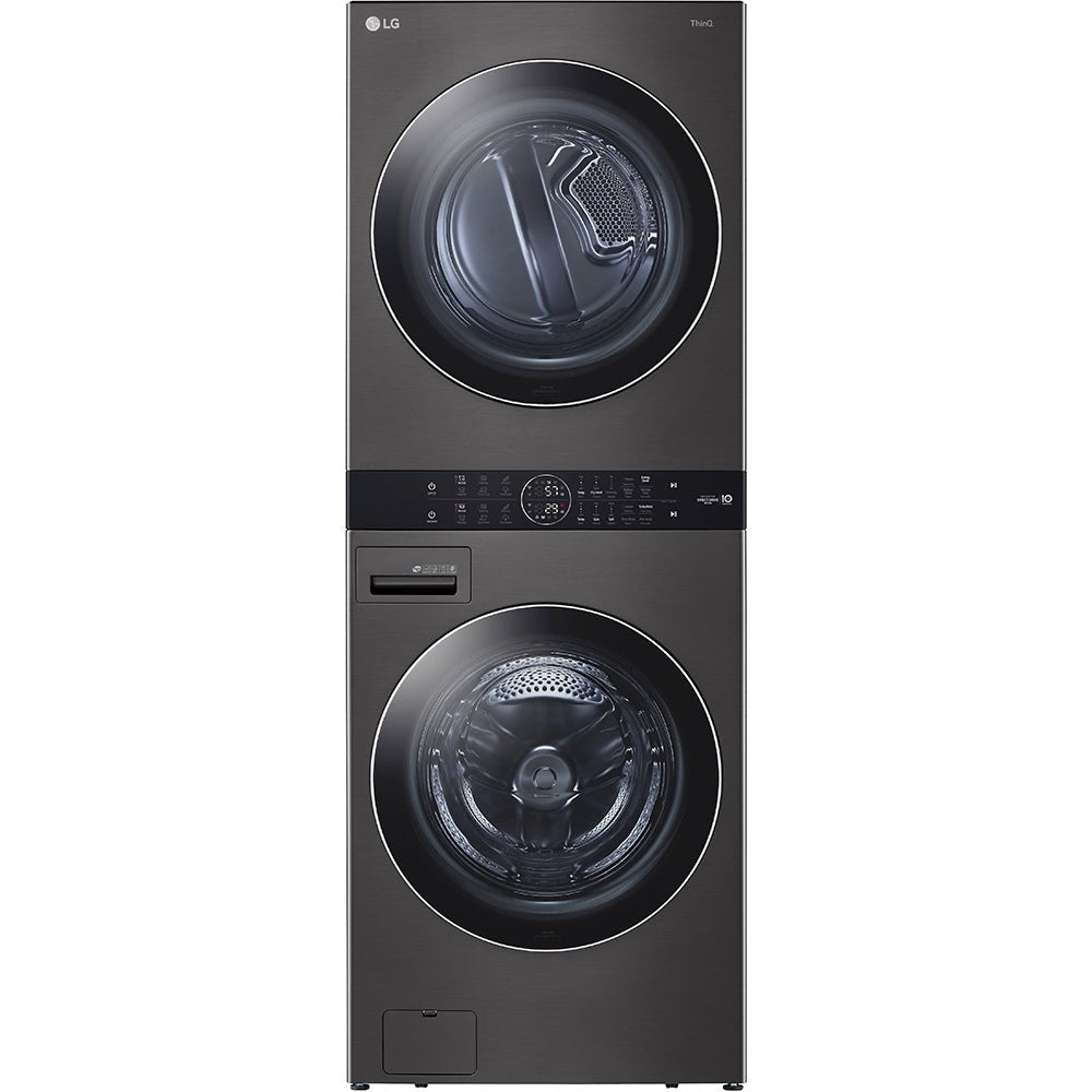 WKEX200HBA - LAUNDRY CENTERS - LG - Stacked Washer/Dryer - Electric - Black Stainless Steel - Open Box - BonPrix Électroménagers