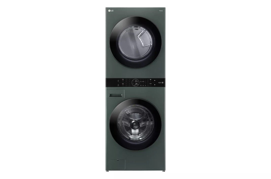 WKEX200HGA - LAUNDRY CENTERS - LG - Stacked Washer/Dryer - Electric - Nature Green - Open Box - BonPrix Électroménagers