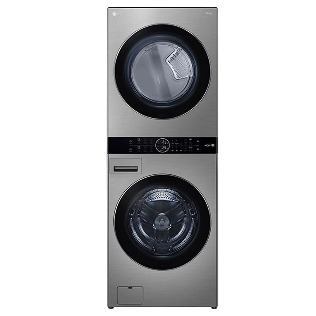 WKEX200HVA - LAUNDRY CENTERS - LG - Stacked Washer/Dryer - Electric - Black Stainless Steel - Open Box - BonPrix Électroménagers