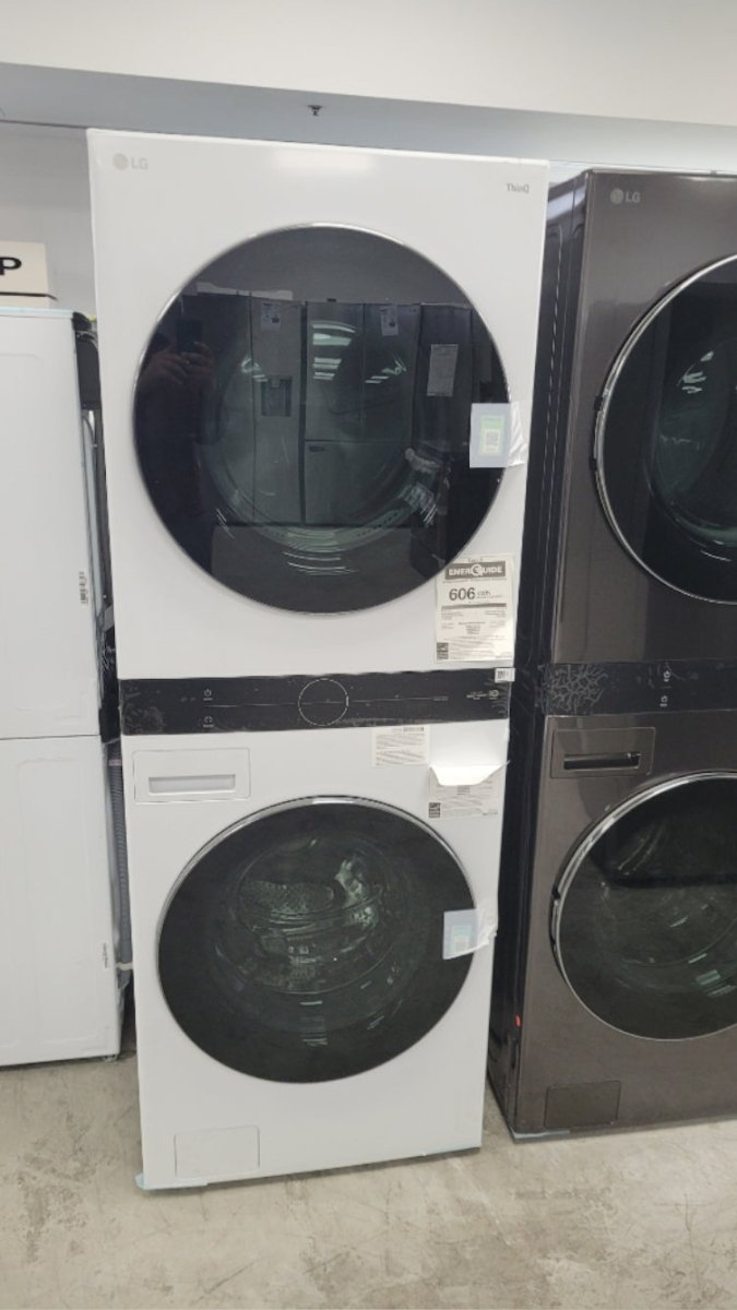 WKEX200HWA - LAUNDRY CENTERS - LG - Stacked Washer/Dryer - Electric - White - Open Box - BonPrix Électroménagers