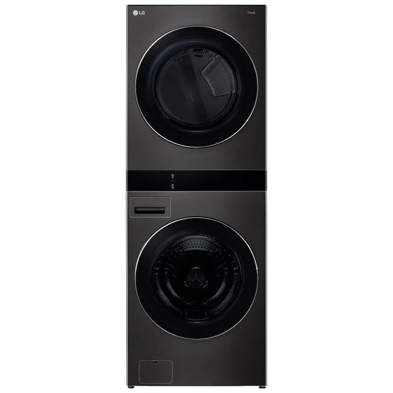 WKEX300HBA - LAUNDRY CENTERS - LG - Stacked Washer/Dryer - Electric - Black Stainless Steel - Open Box - BonPrix Électroménagers