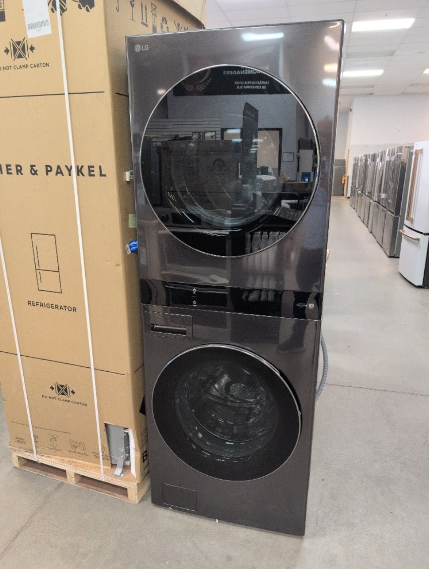 WKEX300HBA - LAUNDRY CENTERS - LG - Stacked Washer/Dryer - Electric - Black Stainless Steel - Open Box - BonPrix Électroménagers