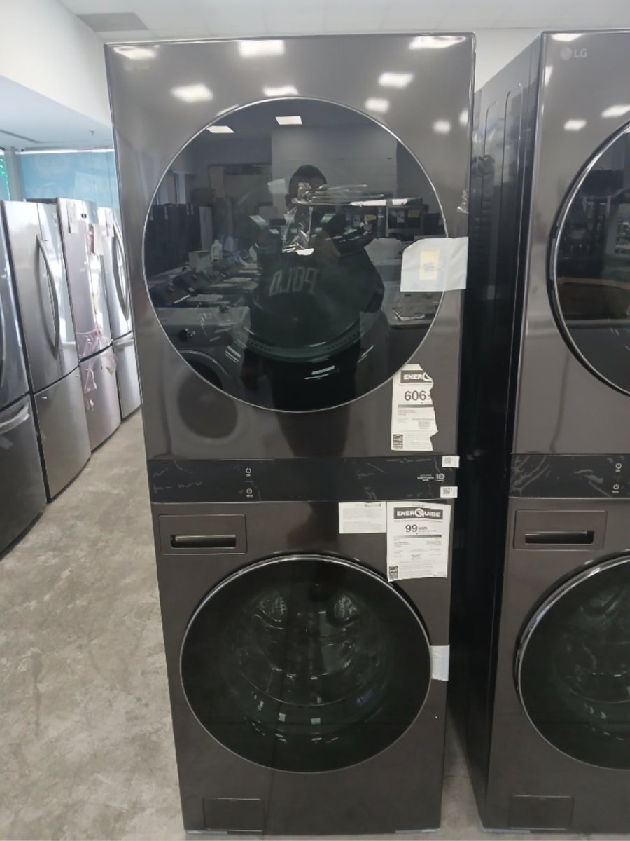 WKEX300HBA - LAUNDRY CENTERS - LG - Stacked Washer/Dryer - Electric - Black Stainless Steel - Open Box - BonPrix Électroménagers