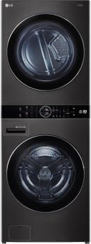 WKHC202HBA - LAUNDRY CENTERS - LG - Stacked Washer/Dryer - Electric - Black Stainless Steel - Open Box - BonPrix Électroménagers