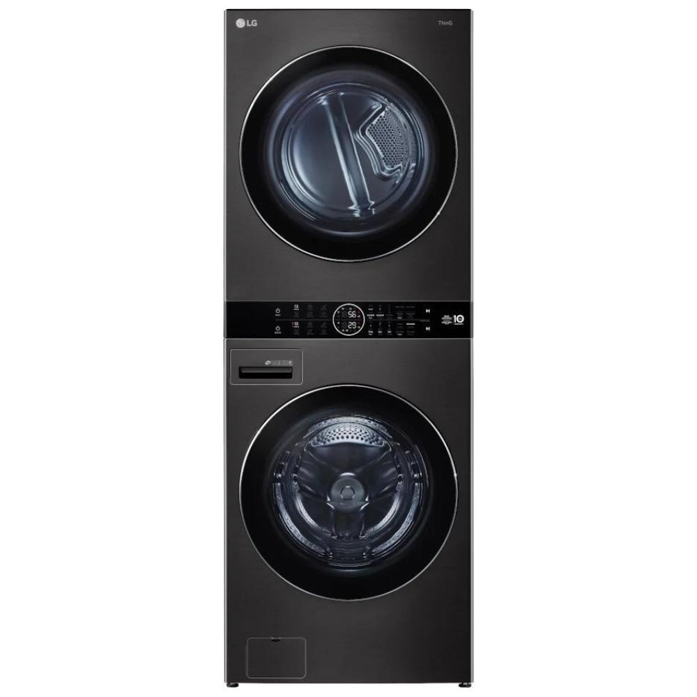 WKHC202HBA - LAUNDRY CENTERS - LG - Stacked Washer/Dryer - Electric - Black Stainless Steel - Open Box - BonPrix Électroménagers