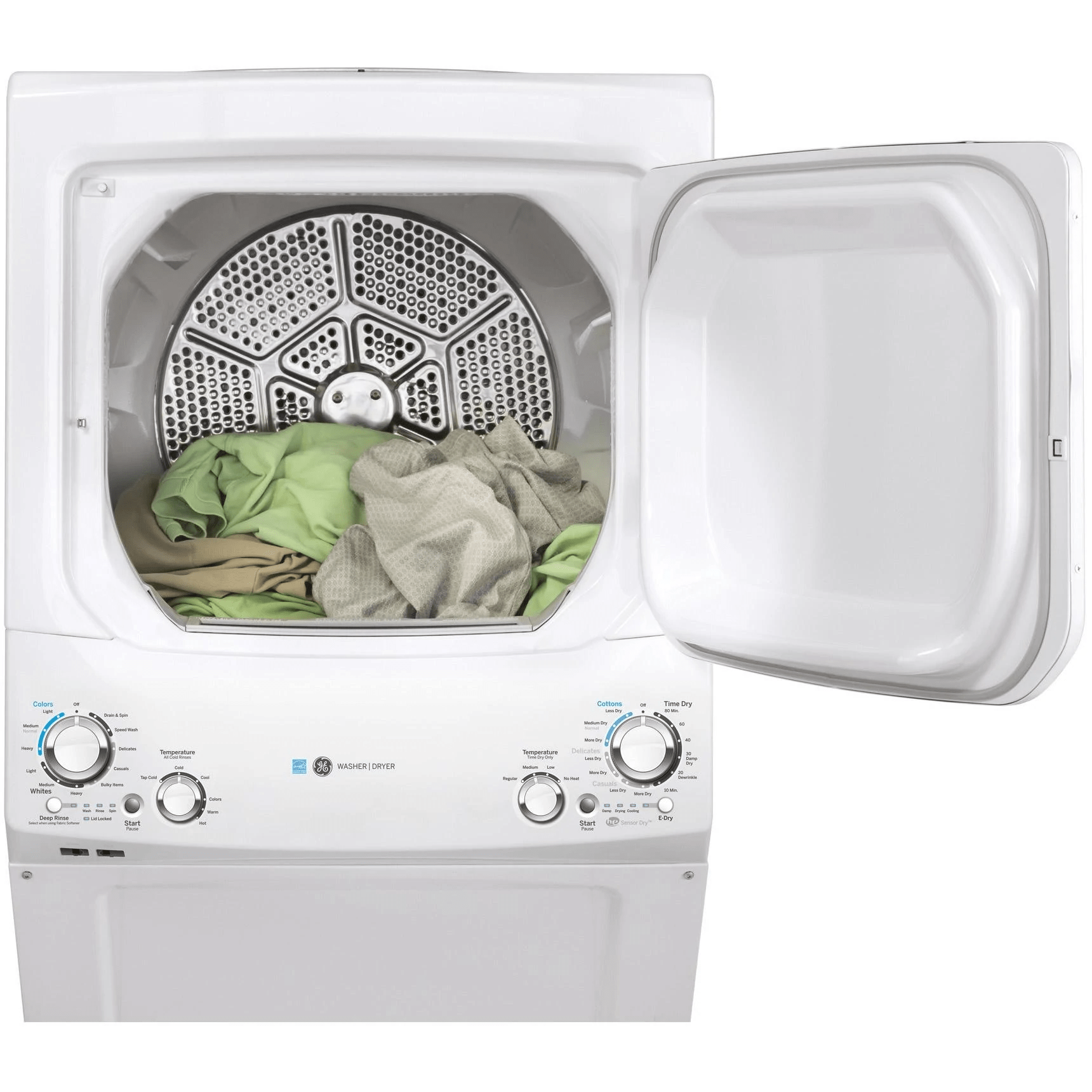 GUD27EEMNWW - LAUNDRY CENTERS - GE - Stacked Washer/Dryer - White - Open Box - LAUNDRY CENTERS - BonPrix Électroménagers